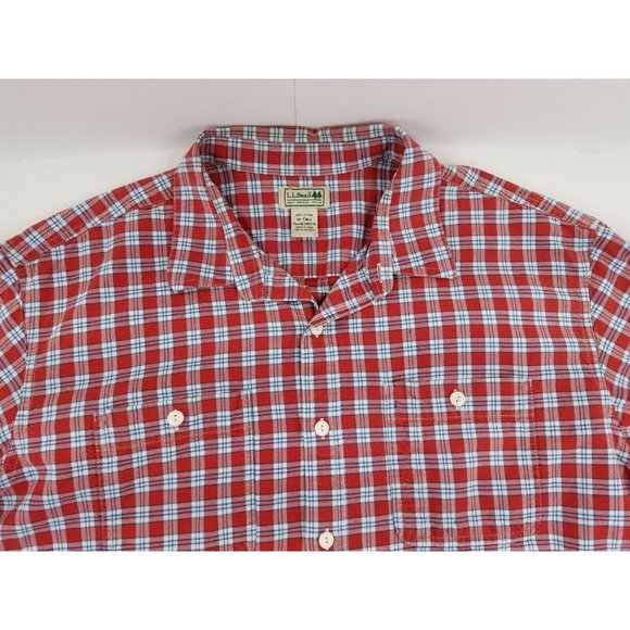LL Bean Button Up Shirt Mens Size XLT Red  Long Sleeve Plaid Casual Preppy B46 - Picture 3 of 9